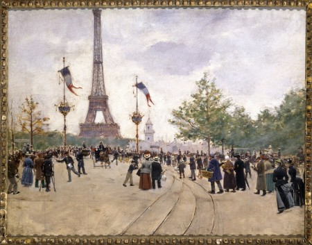Peinture de Jean Beraud intitulée "Entrée de l'exposition universelle de 1889"